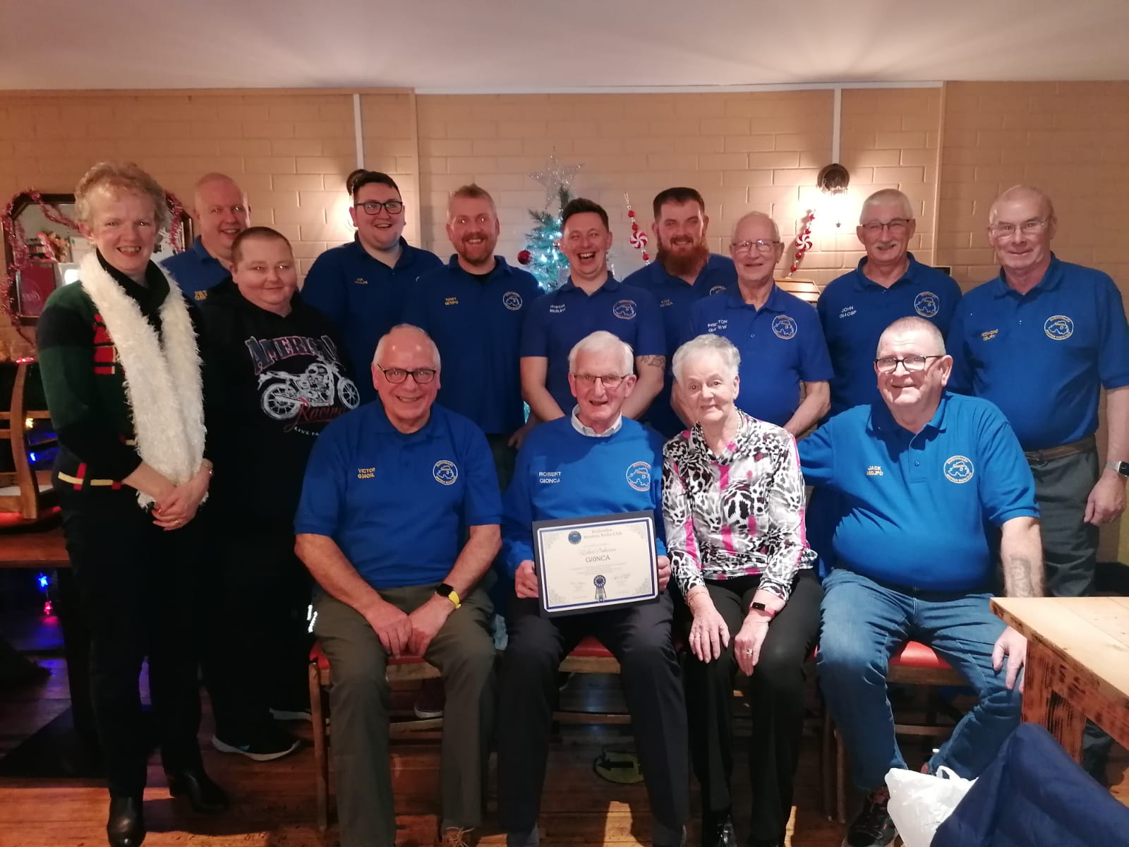 Bushvalley ARC members with Robert Pinkerton at his Lifetime Honorary Membership presentation